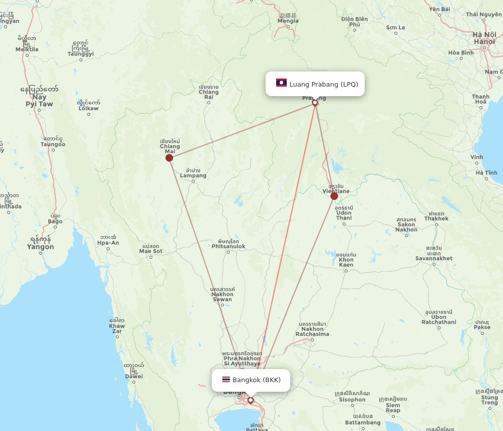 LPQ to BKK flights and routes map