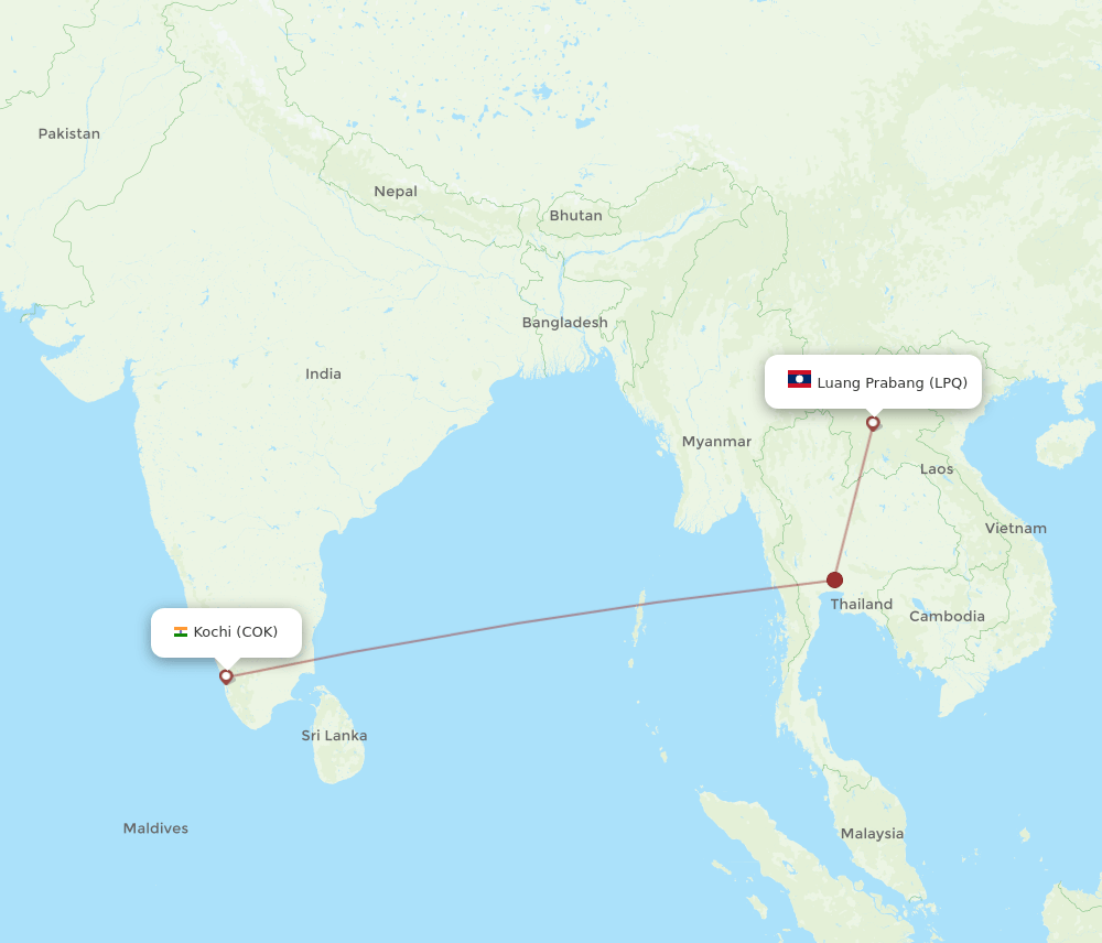 LPQ to COK flights and routes map