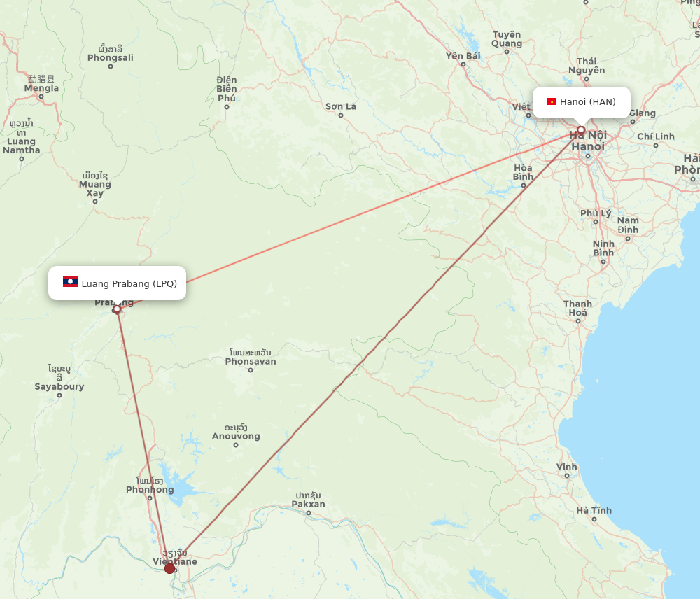 LPQ to HAN flights and routes map