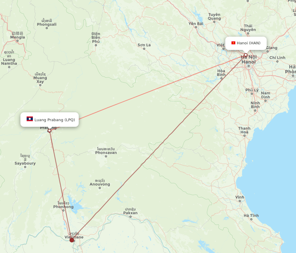 LPQ-HAN flight routes