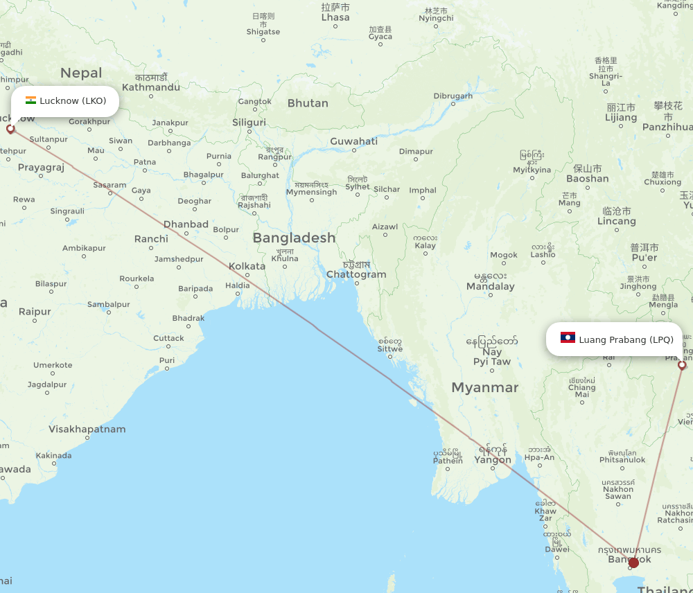 LPQ to LKO flights and routes map