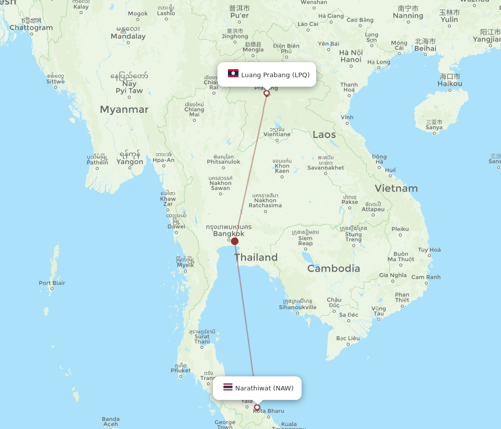 LPQ-NAW flight routes