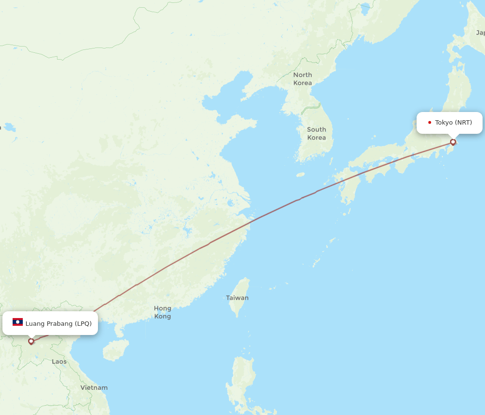 LPQ-NRT flight routes