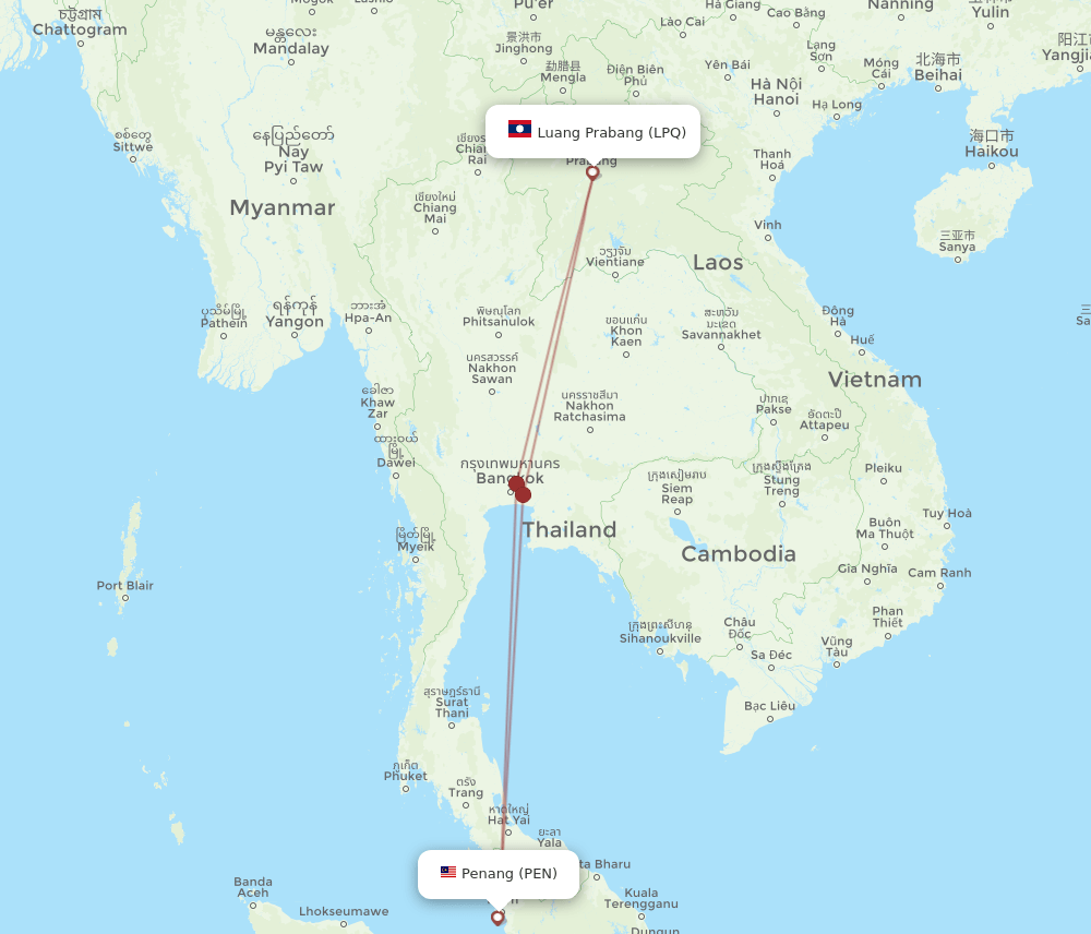 LPQ-PEN flight routes