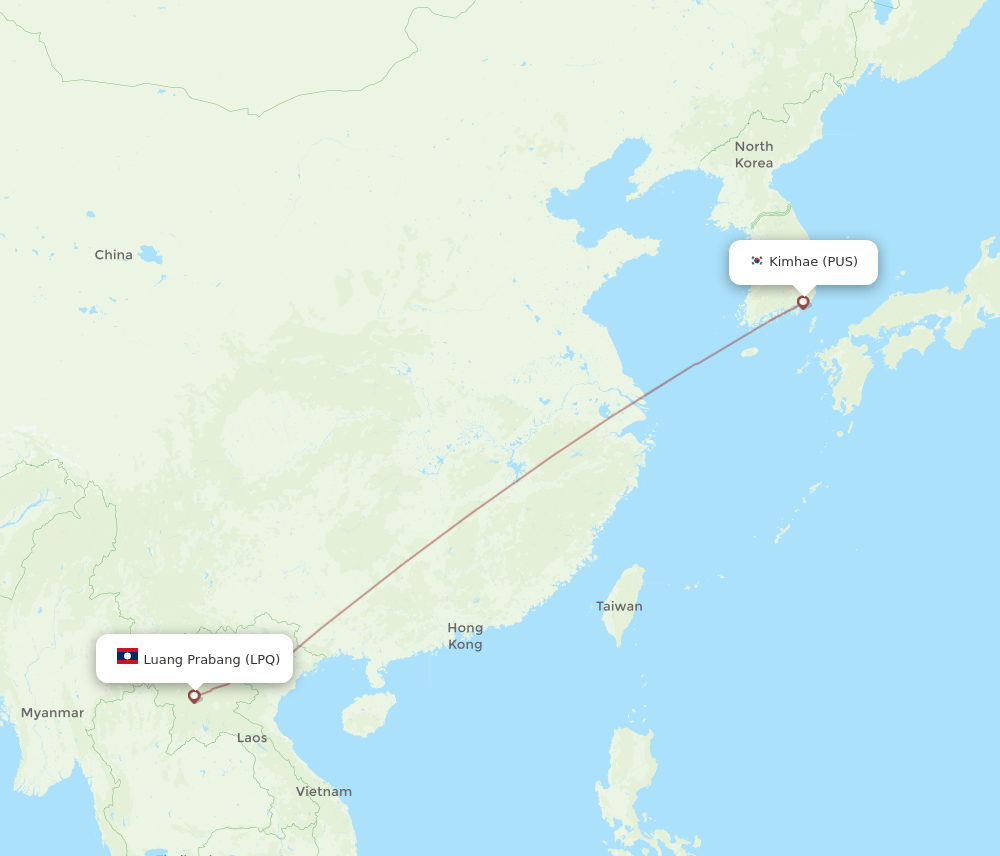 LPQ to PUS flights and routes map