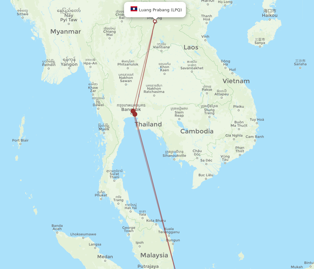 LPQ-SIN flight routes
