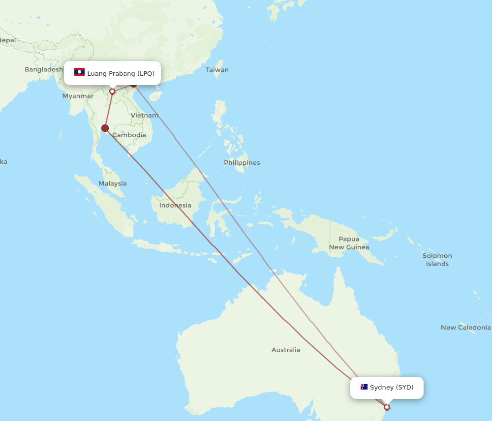 LPQ-SYD flight routes