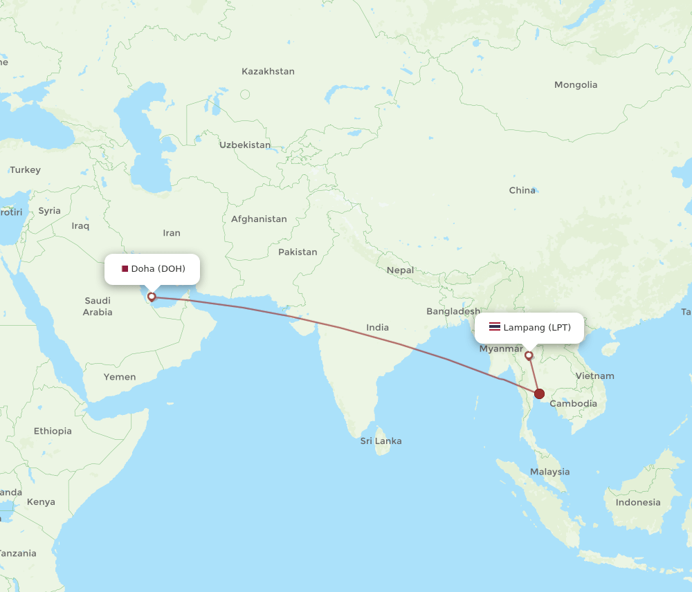 LPT to DOH flights and routes map