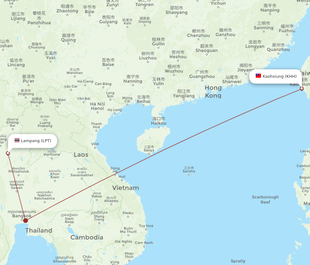 LPT to KHH flights and routes map