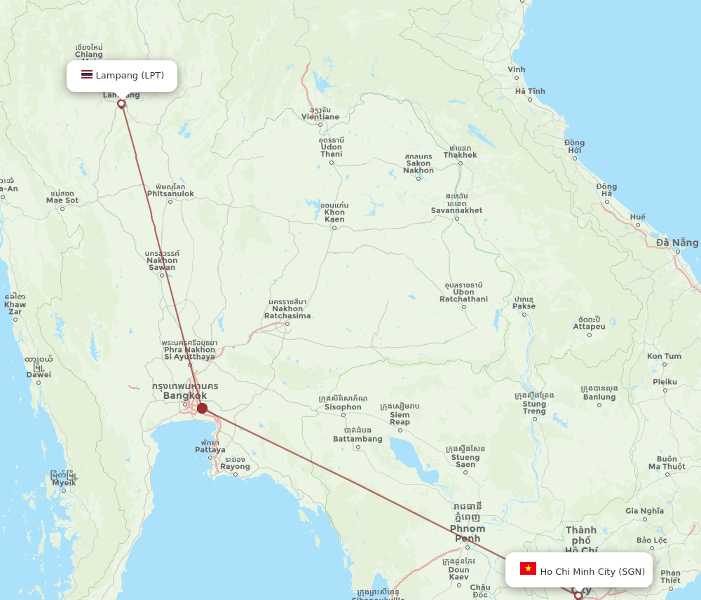 LPT to SGN flights and routes map