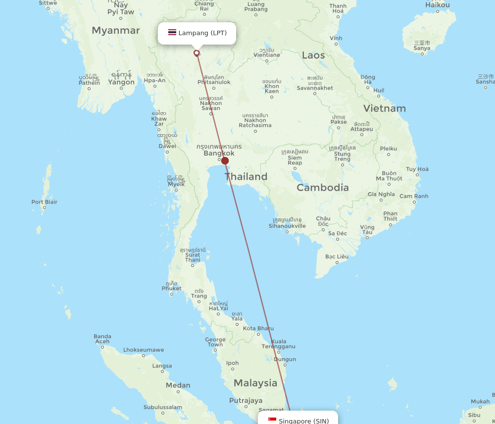 LPT to SIN flights and routes map