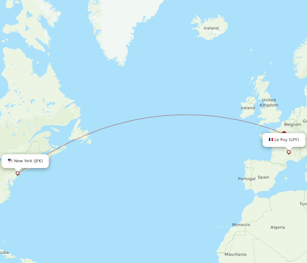 LPY-JFK flight routes