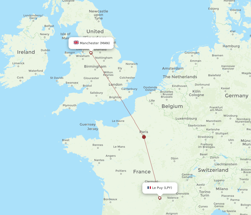 MAN to LPY flights and routes map