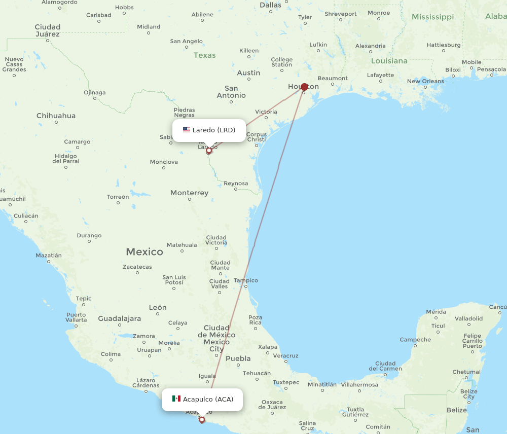 LRD-ACA flight routes