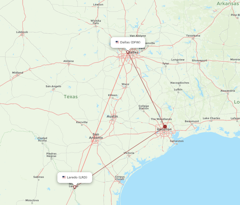 LRD-DFW flight routes