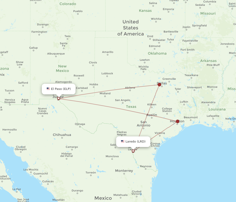 LRD-ELP flight routes