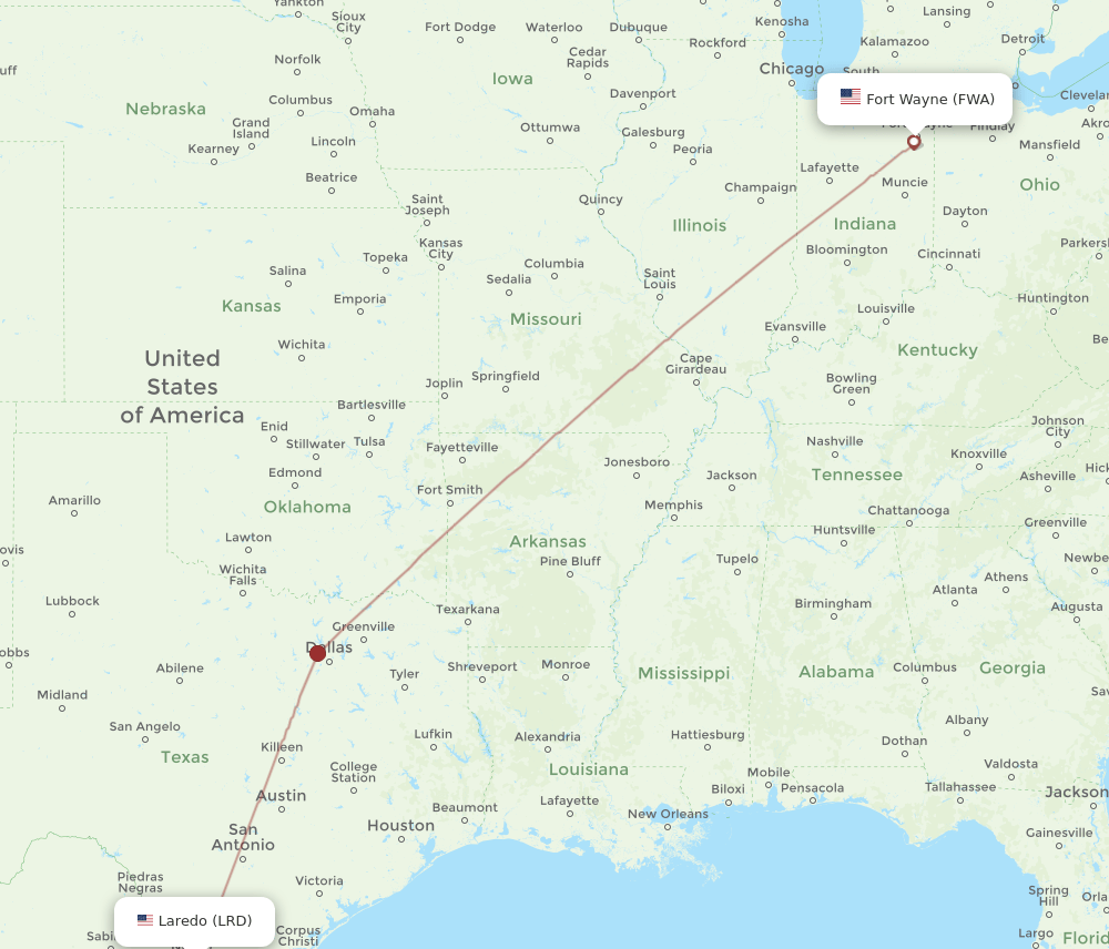 LRD-FWA flight routes