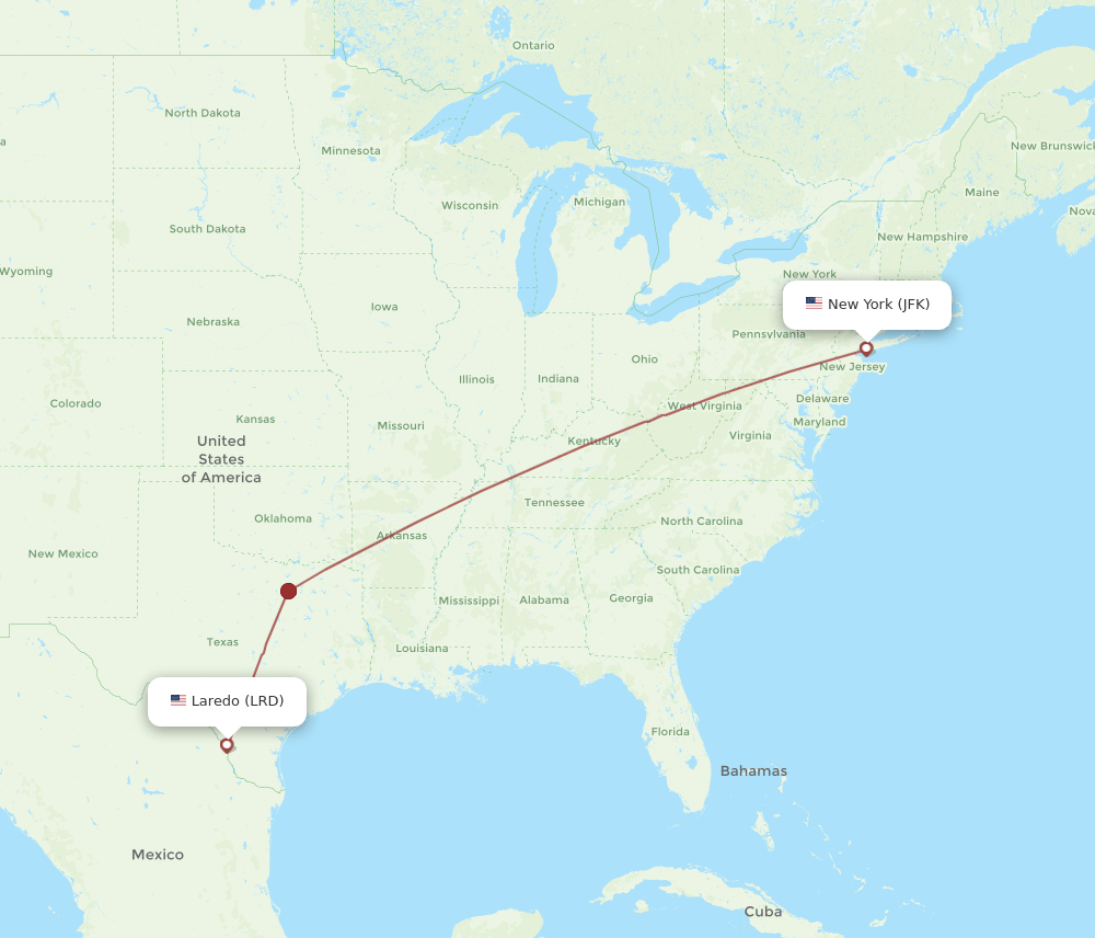 LRD-JFK flight routes