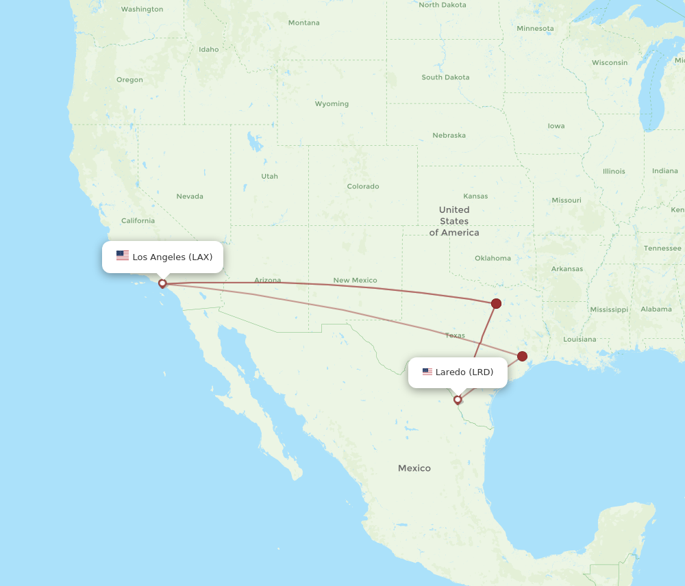 LRD to LAX flights and routes map