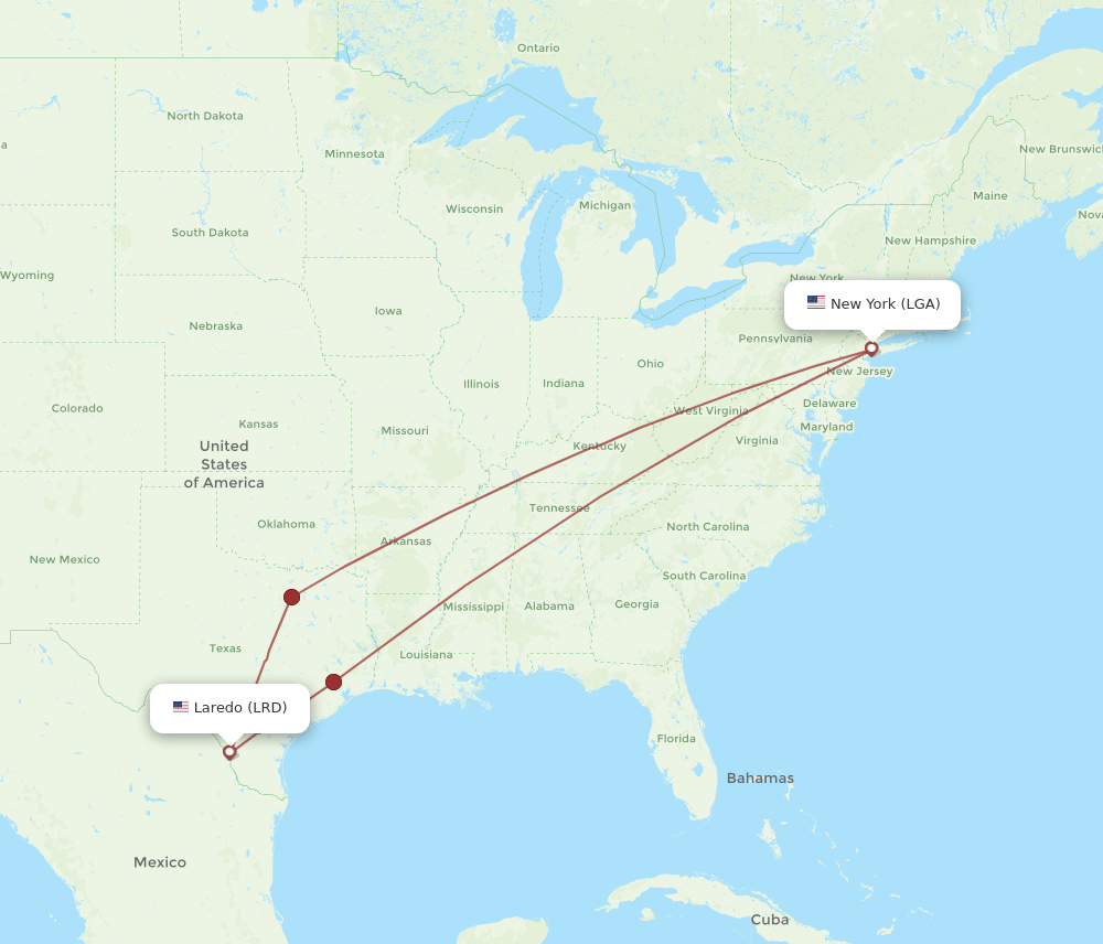 LRD-LGA flight routes