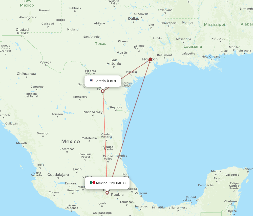 LRD-MEX flight routes