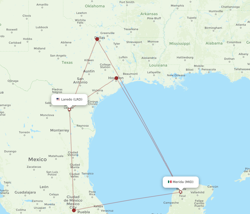 LRD-MID flight routes