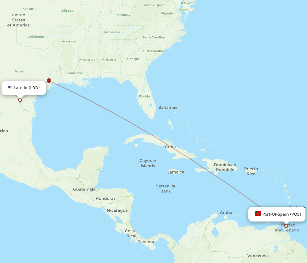 LRD-POS flight routes