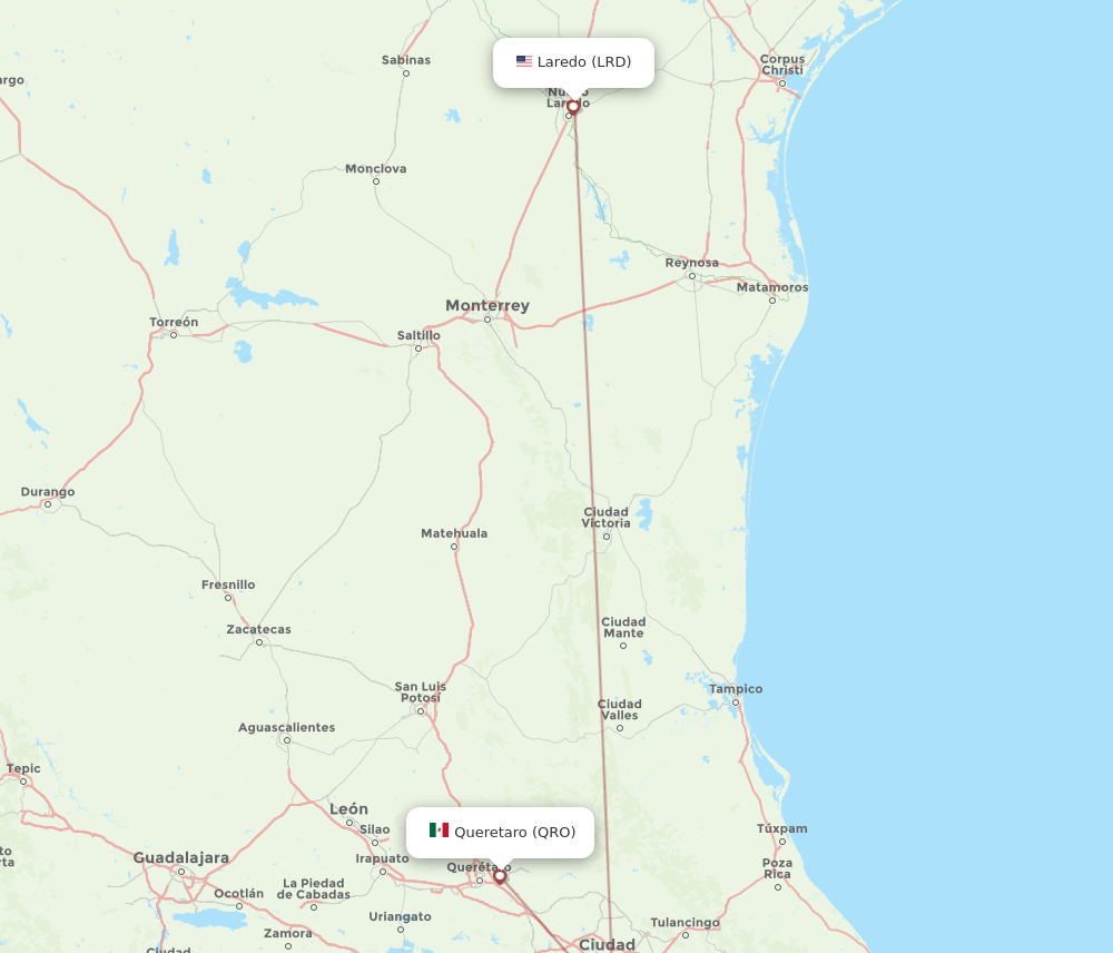 LRD-QRO flight routes