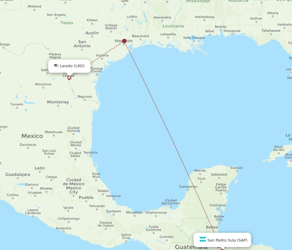 LRD to SAP flights and routes map