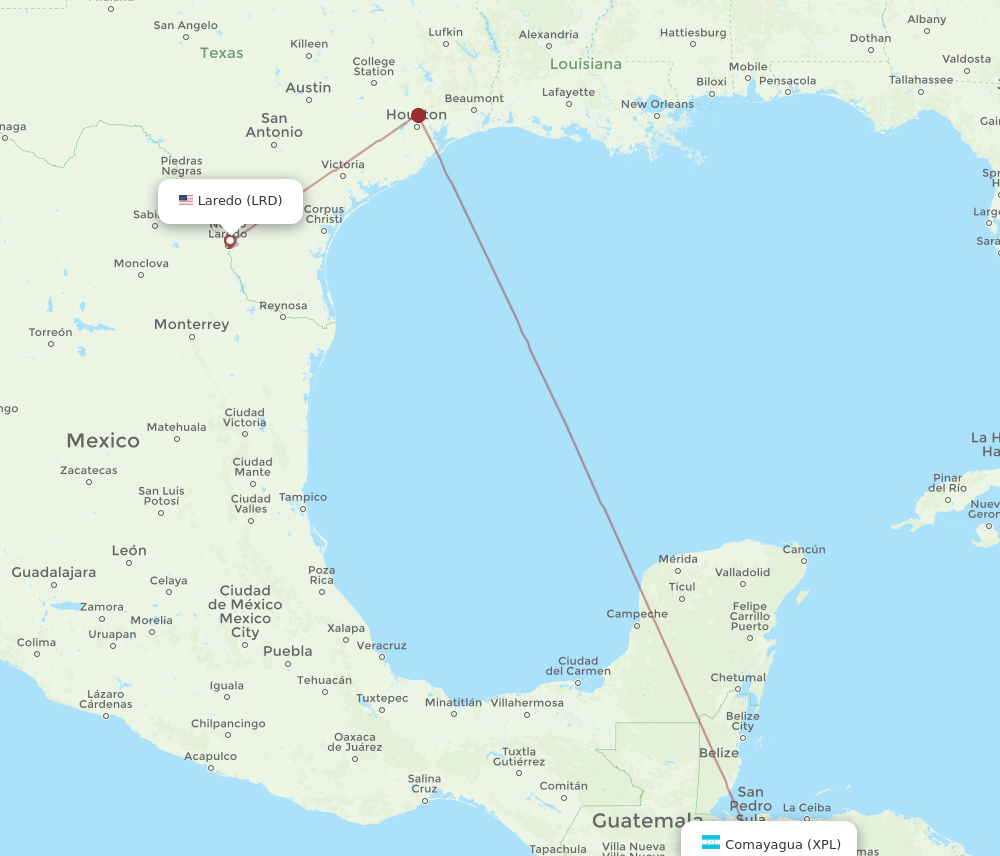 LRD-XPL flight routes