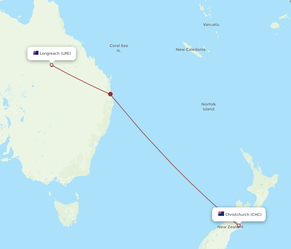LRE-CHC flight routes
