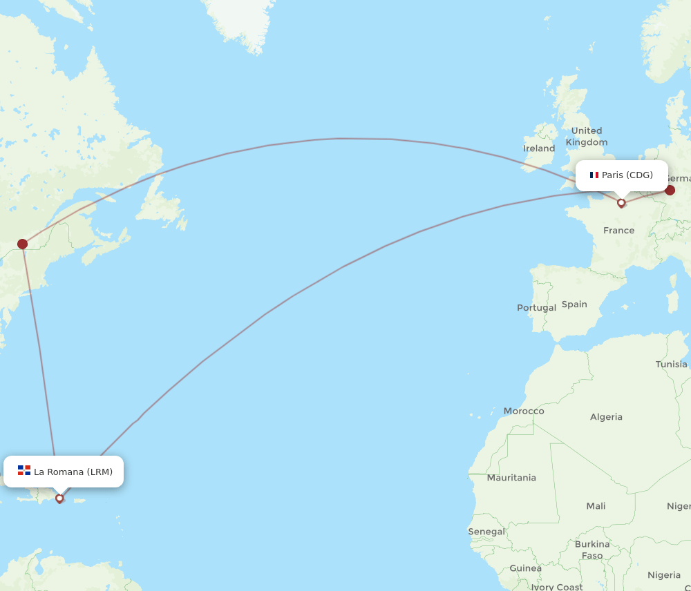 LRM to CDG flights and routes map