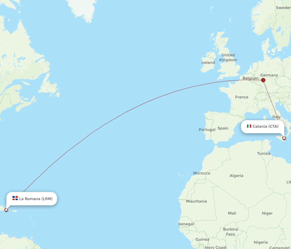 LRM to CTA flights and routes map