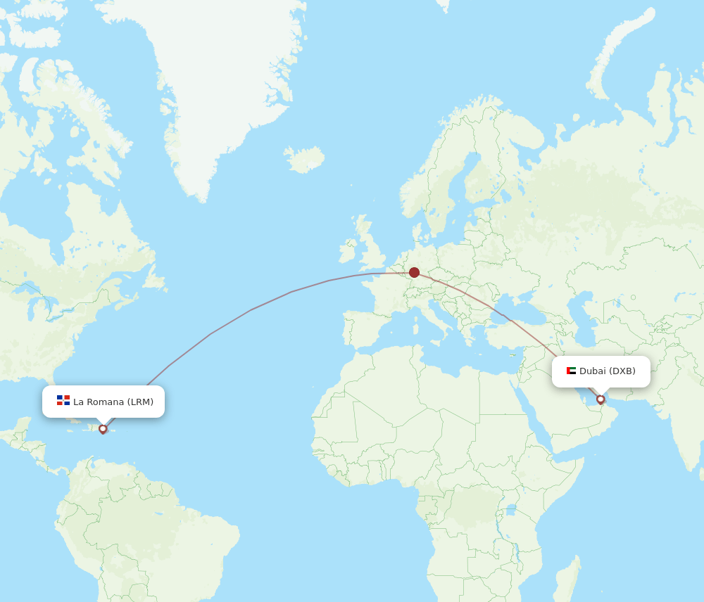 LRM-DXB flight routes