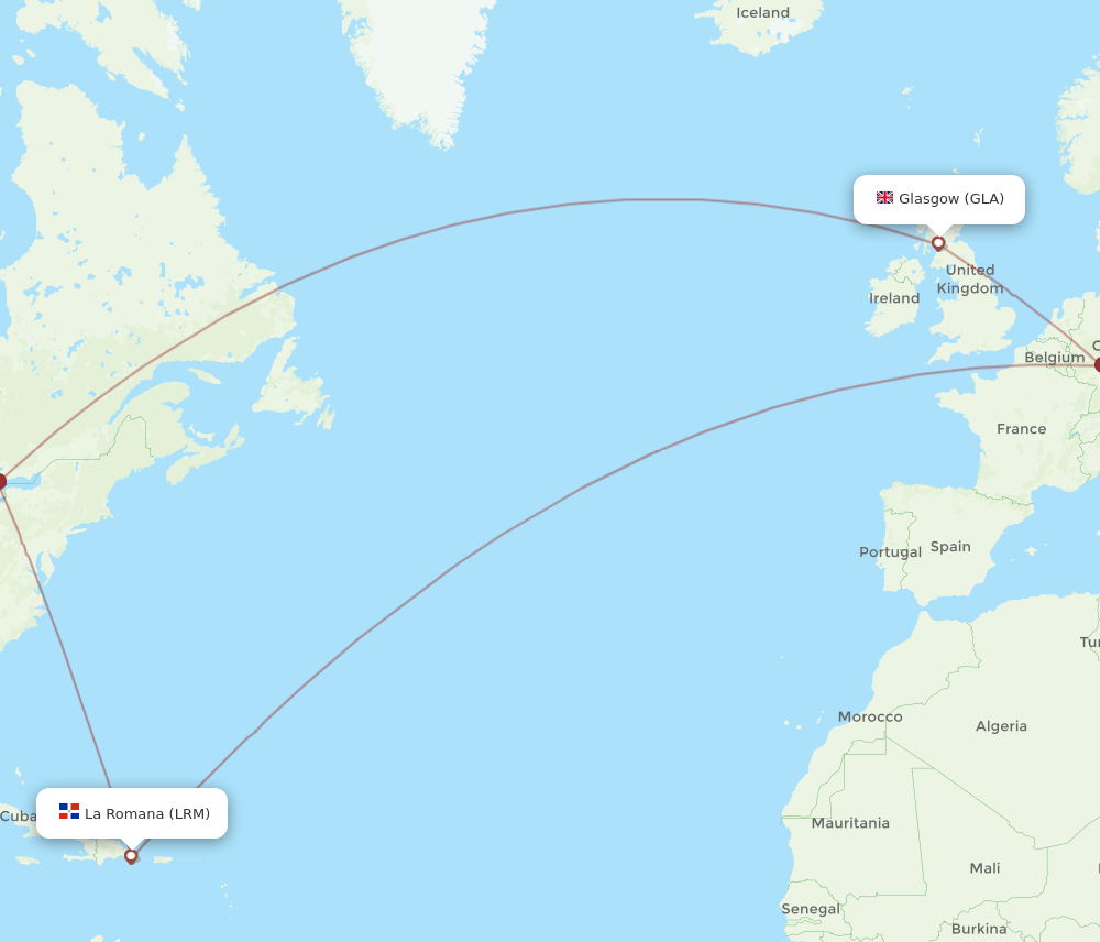 LRM-GLA flight routes