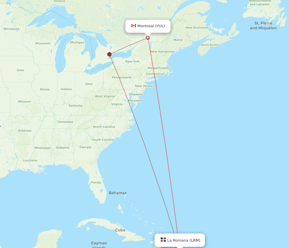 LRM to YUL flights and routes map