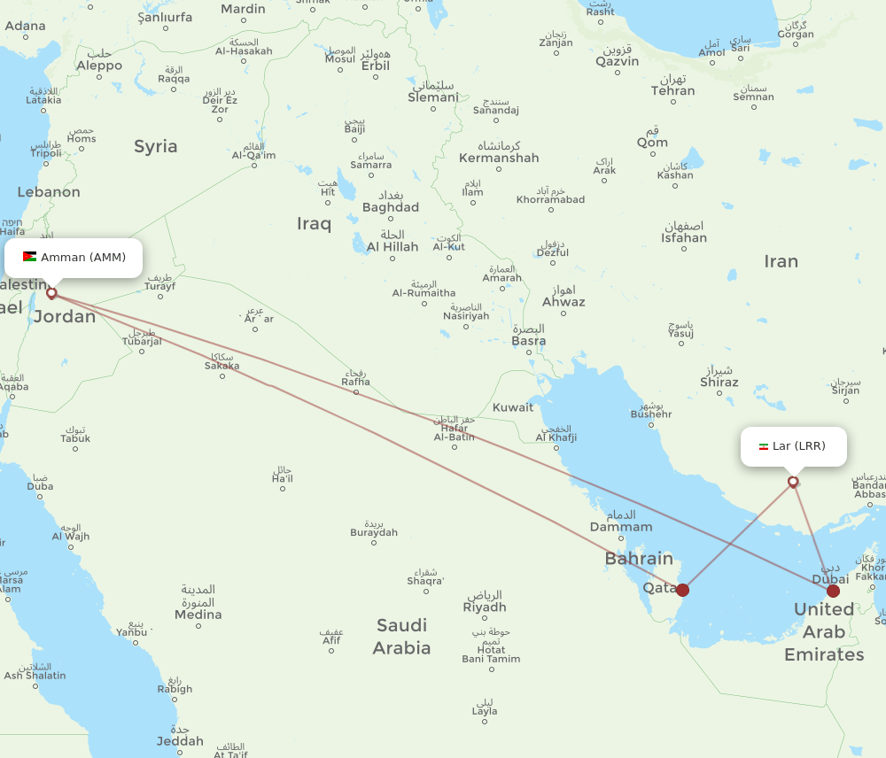 LRR to AMM flights and routes map
