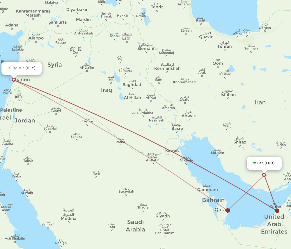 LRR-BEY flight routes