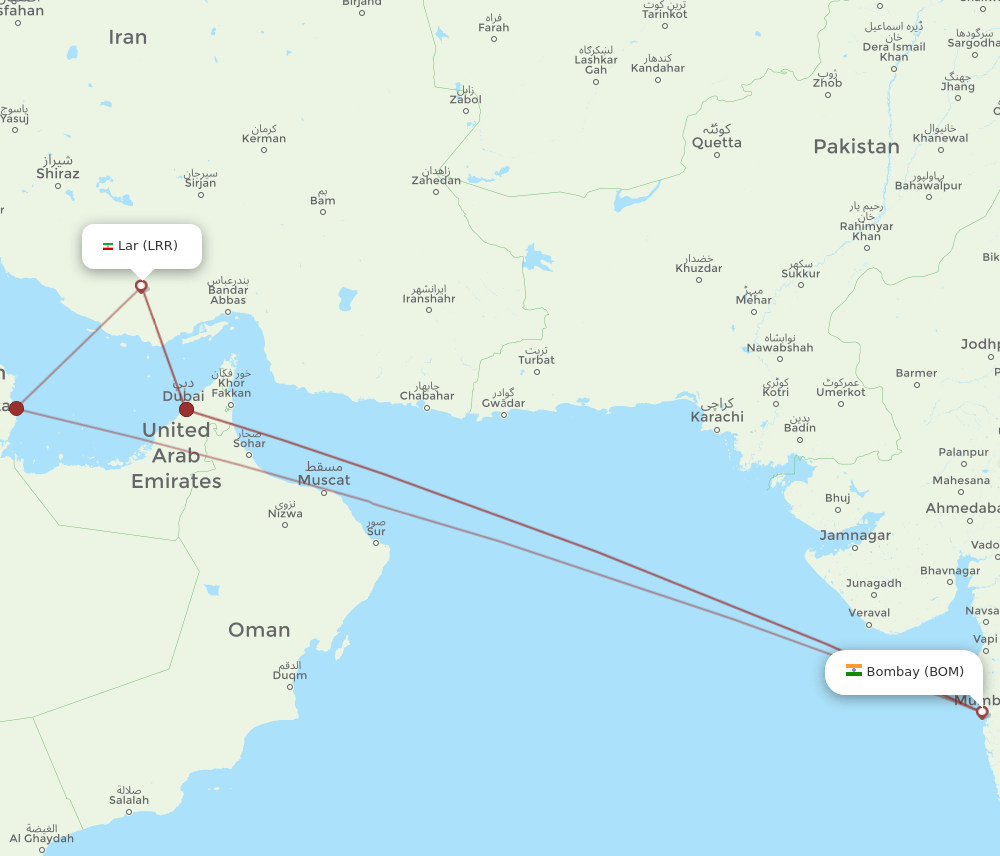 LRR-BOM flight routes