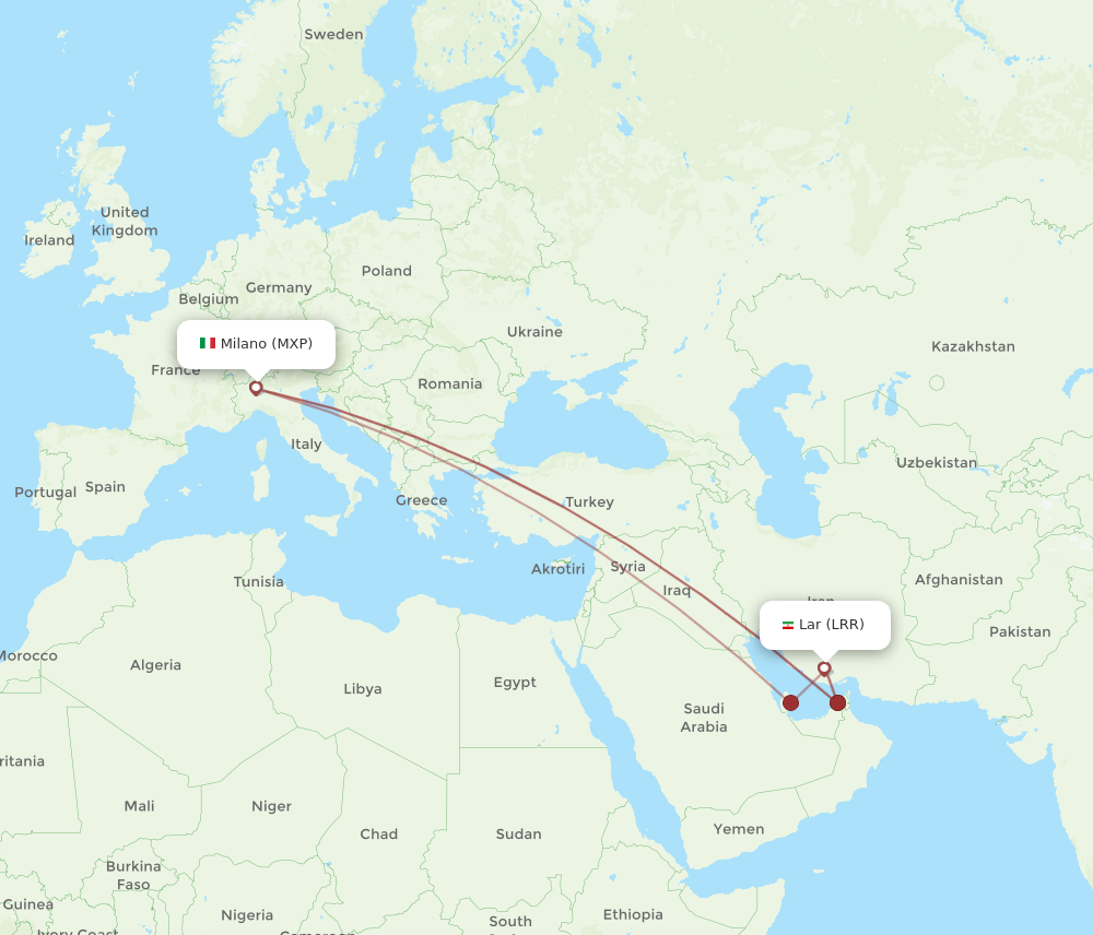 LRR-MXP flight routes