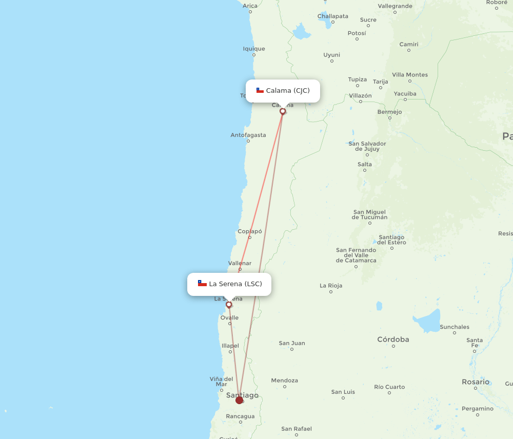 LSC to CJC flights and routes map