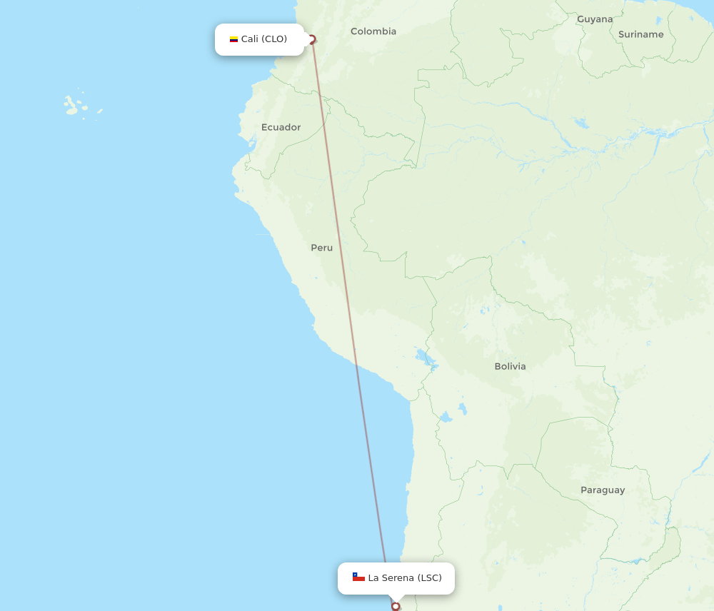 LSC to CLO flights and routes map