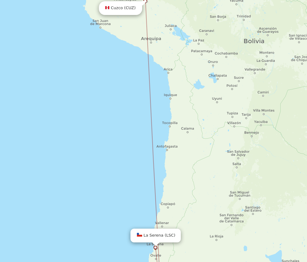 LSC to CUZ flights and routes map