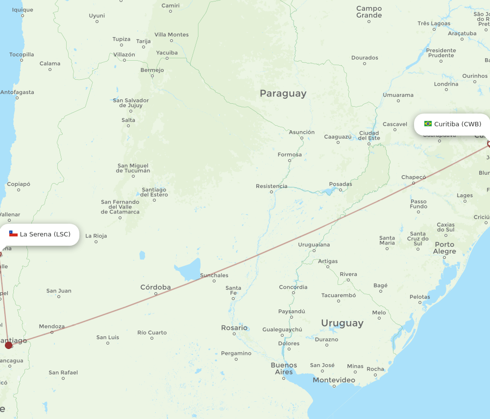 LSC to CWB flights and routes map