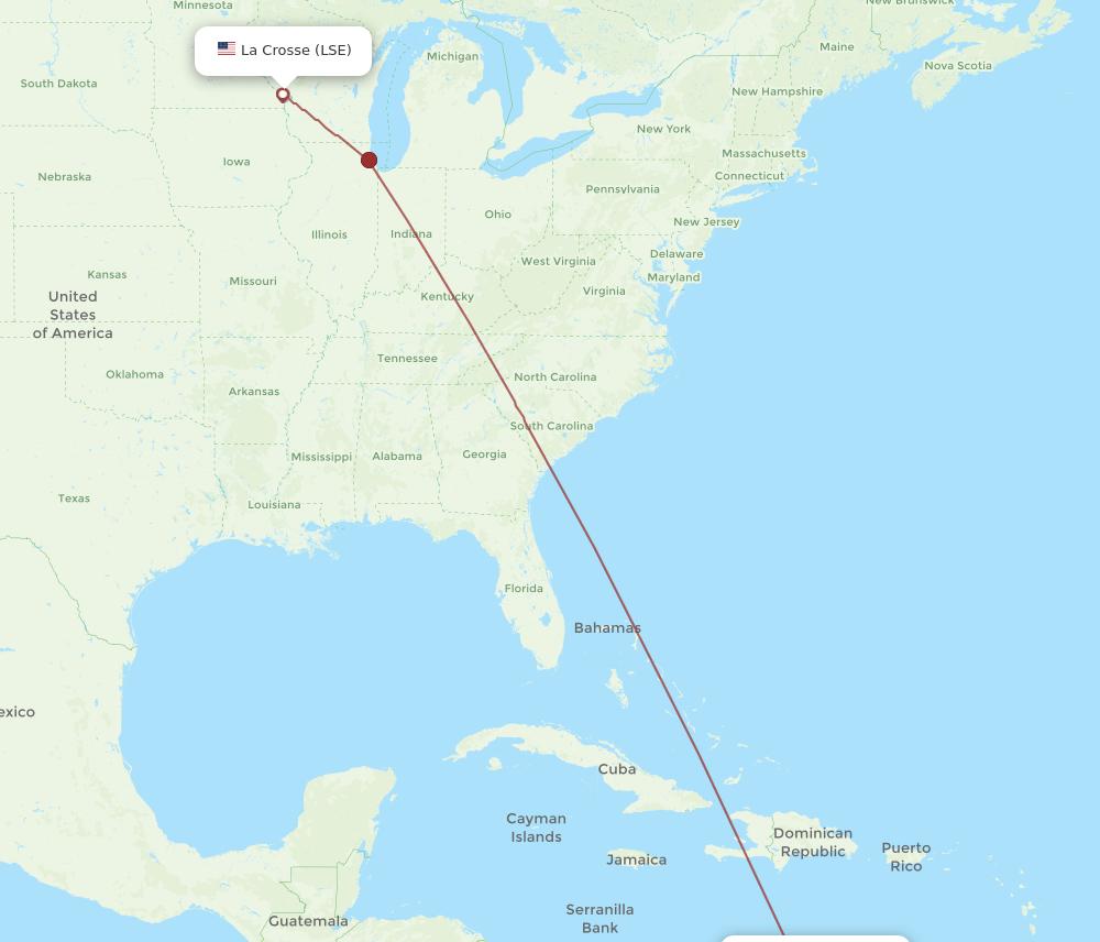 LSE-AUA flight routes
