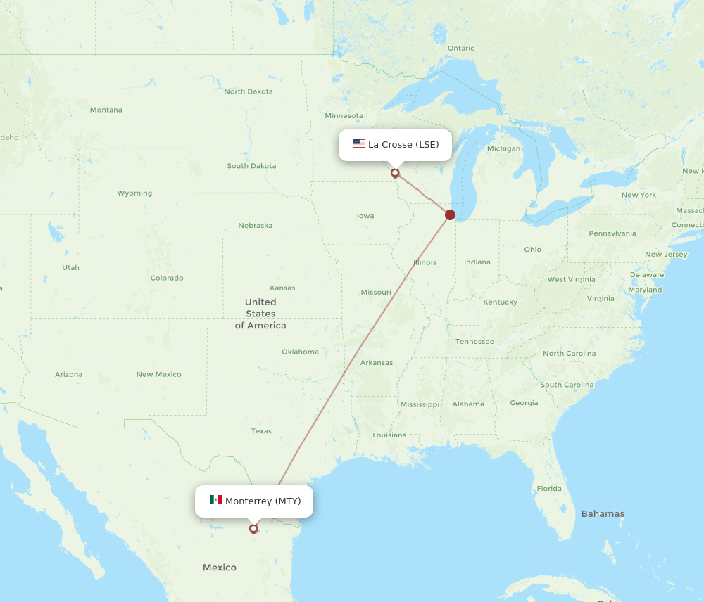 LSE-MTY flight routes