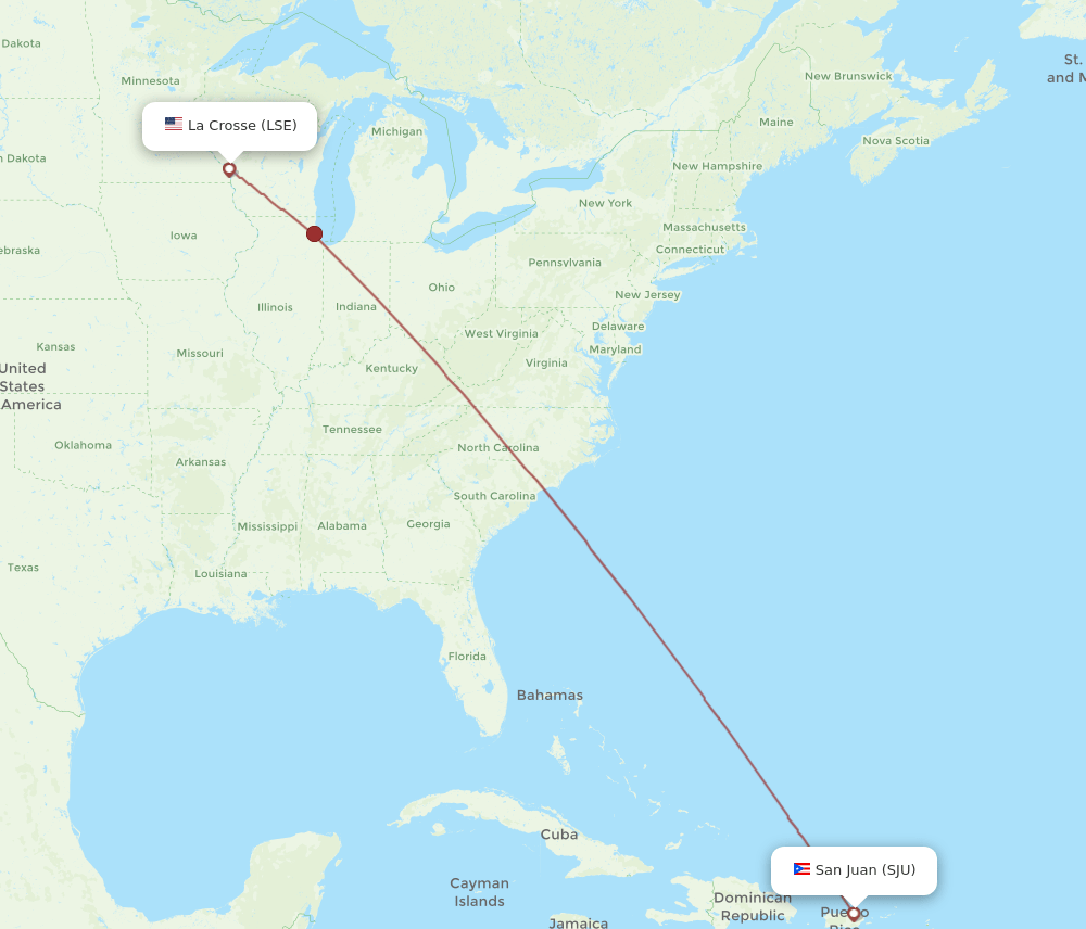 LSE-SJU flight routes