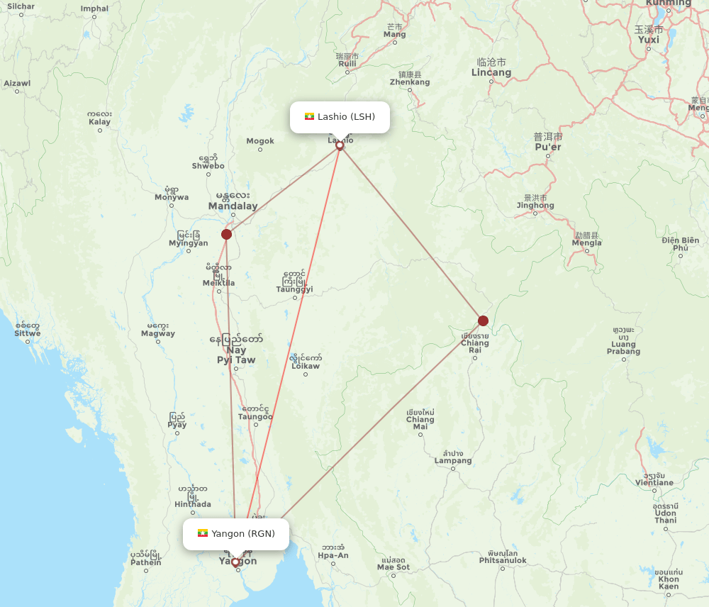 LSH-RGN flight routes