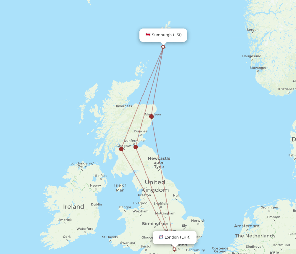 LSI-LHR flight routes