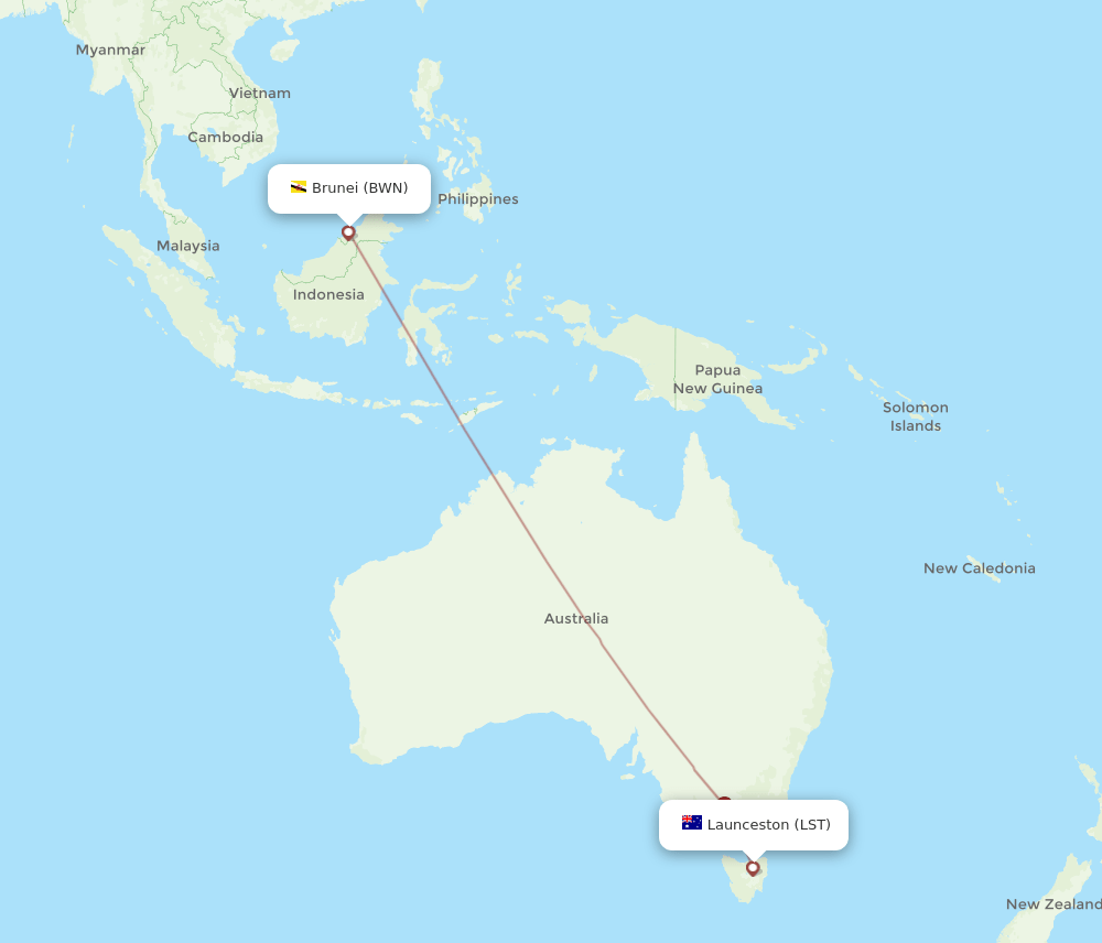 LST-BWN flight routes